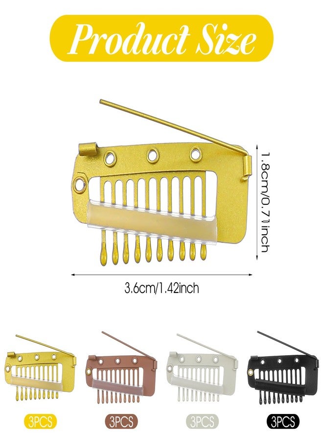 Shimmeroo 12Pcs Chunni Clips with Safety Pins, Dupatta Clips, 10-Teeth Hair Extension Snap Clip to Secure Setting Clip for Girls Women Headscarf & Hijab - Image 2